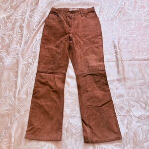 SIMONS Light Brown Leather Straight Leg Pants Fully Lined - 4 Petit (28" inseam)